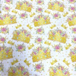 Floral Crown Print 1 Yard x 62" Stretch Cotton Lycra Apparel Seeing Fabric